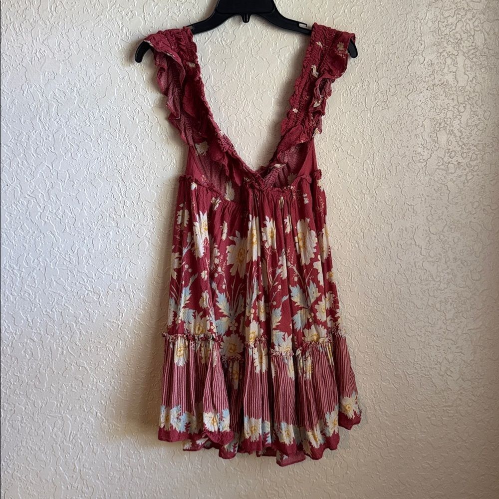Free People Bali Wild Daisy Slip Dress Floral Ruffle Small Boho Hippie - Picture 5 of 8